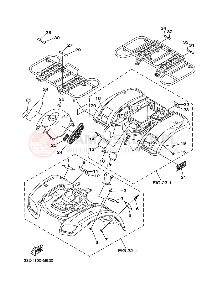 Schemat "naklejki" do Yamaha GRIZZLY