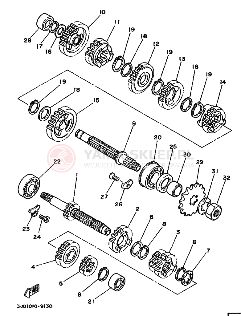 Schemat "Skrzynia biegów " do Yamaha YZ125