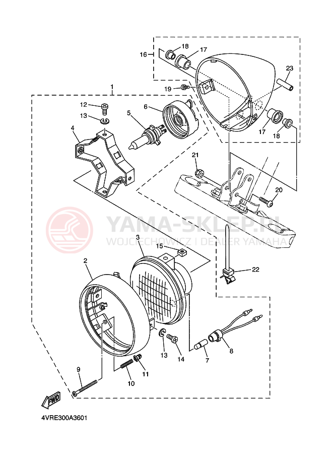 Schemat "Lampa przód" do Yamaha XVS1100 DRAGSTAR 1100