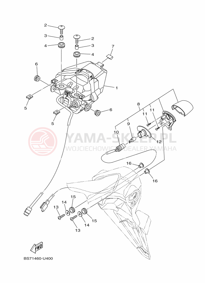 Schemat "Oświetlenie tył" do Yamaha R3
