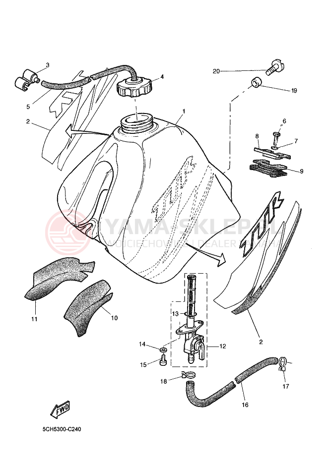 Schemat "zbiornik paliwa" do Yamaha TT600RE