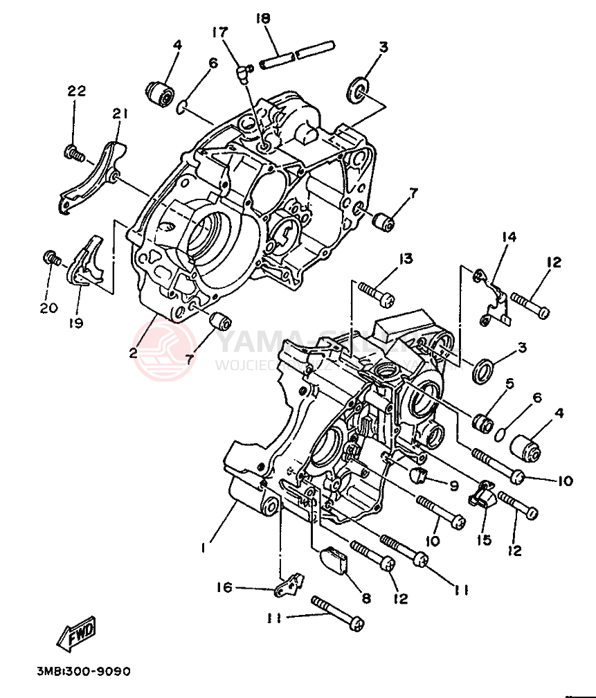 Schemat "Obudowa silnika" do Yamaha DT125RE