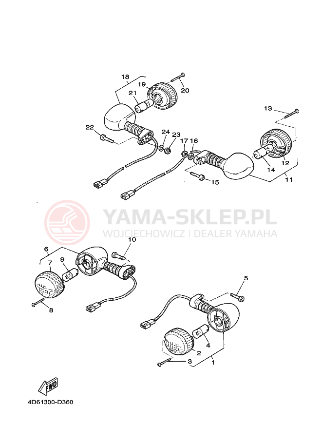 Schemat "kierunkowskazy" do Yamaha XG250 TRICKER