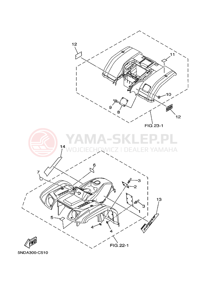 Schemat "naklejki" do Yamaha KODIAK 4WD
