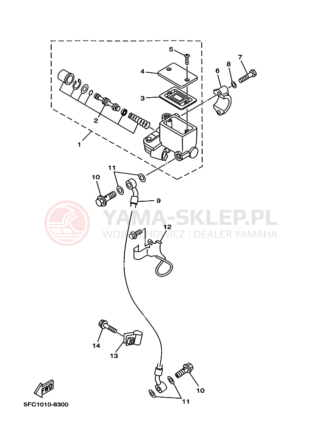 Schemat "Pompa hamulcowa przednia" do Yamaha RZ50