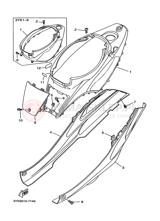 Schemat "Pokrywa boczna" do Yamaha YG50Z JOG Z