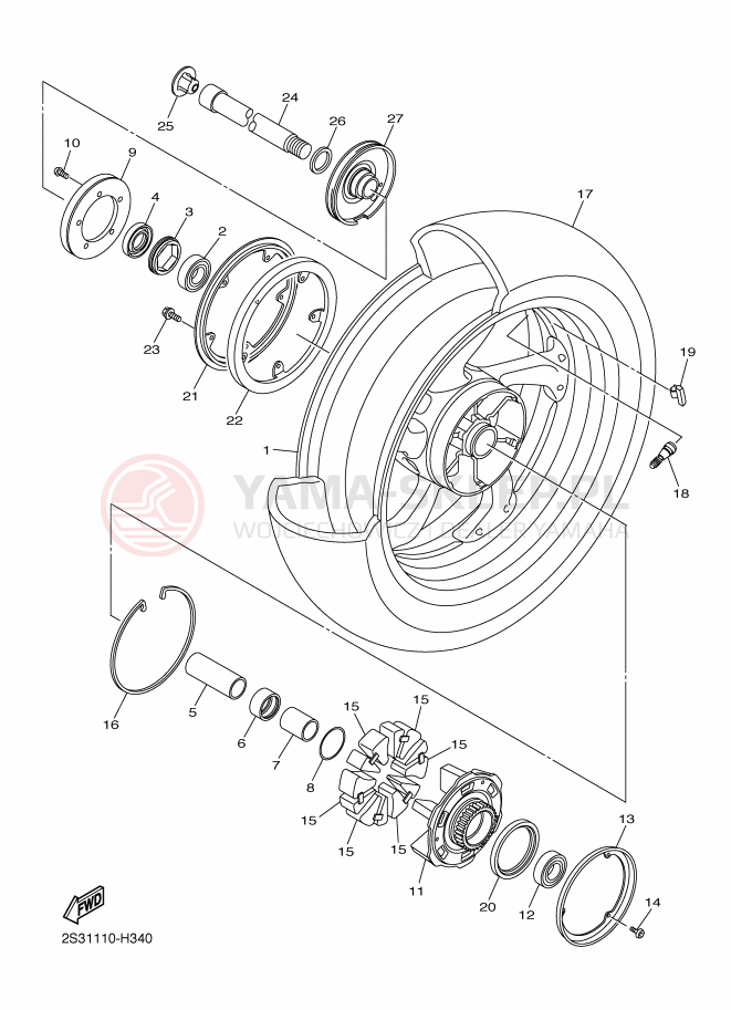 Schemat "Koło tył" do Yamaha VMAX17
