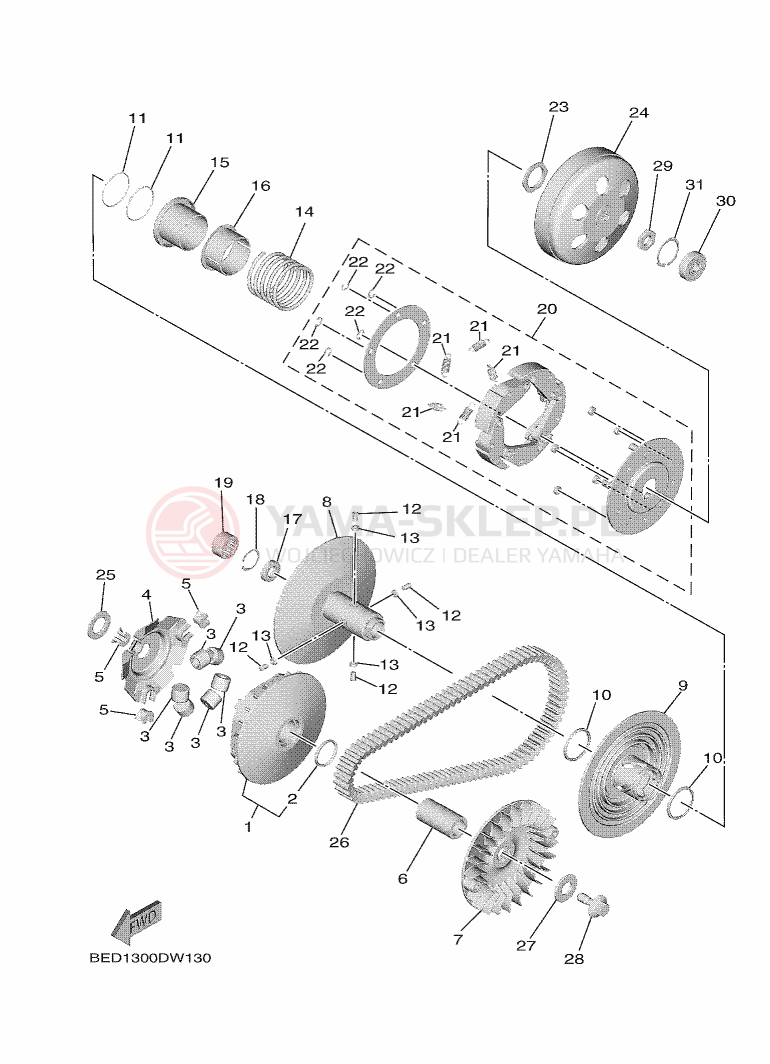 Schemat "sprzęgło" do Yamaha TRICITY 300