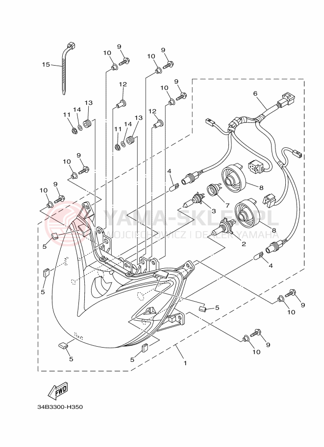 Schemat "Lampa przód" do Yamaha MAJESTY 400