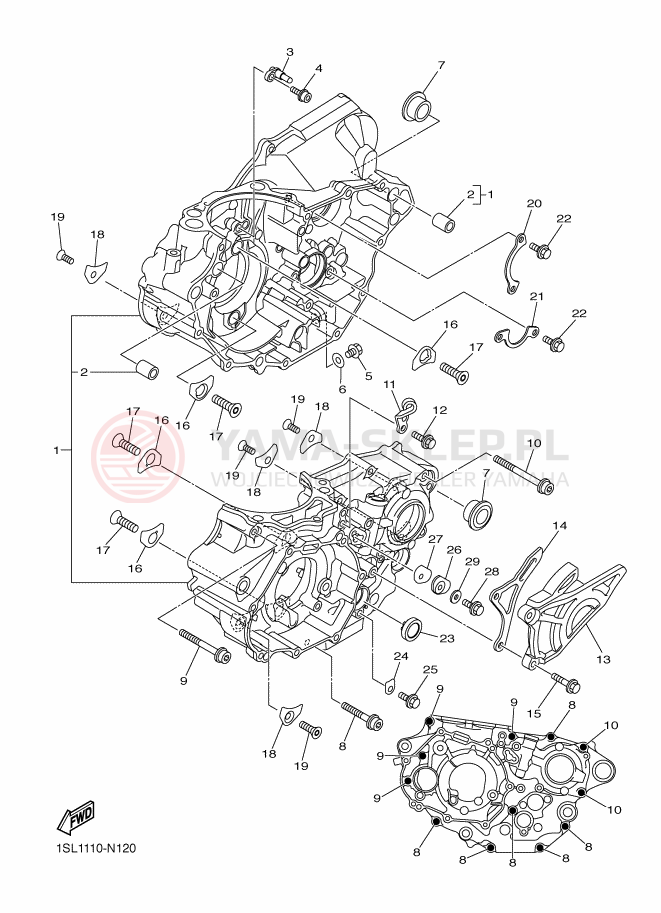 Schemat "Obudowa silnika" do Yamaha YZ450F