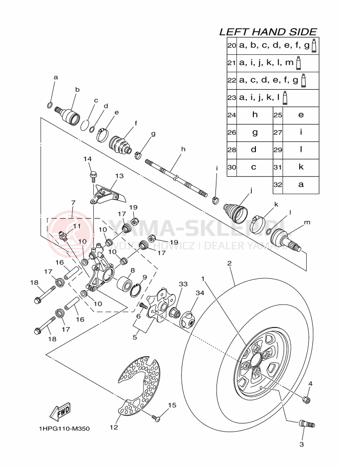 Schemat "Koło tył" do Yamaha YFM550FWAD