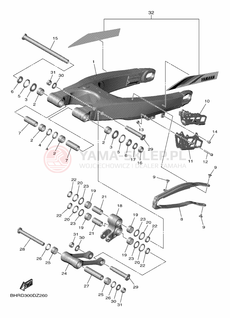 Schemat "wahacz" do Yamaha YZ450F