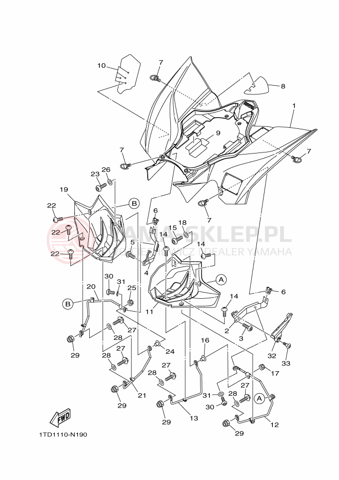 Schemat "Tylny błotnik" do Yamaha YFZ450R