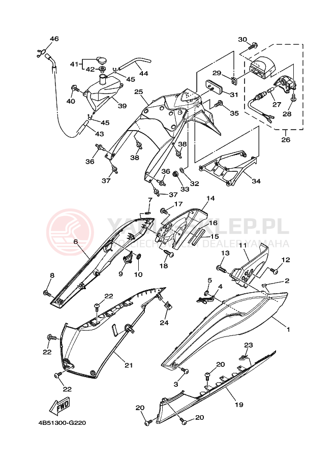 Schemat "Pokrywa boczna" do Yamaha TMAX