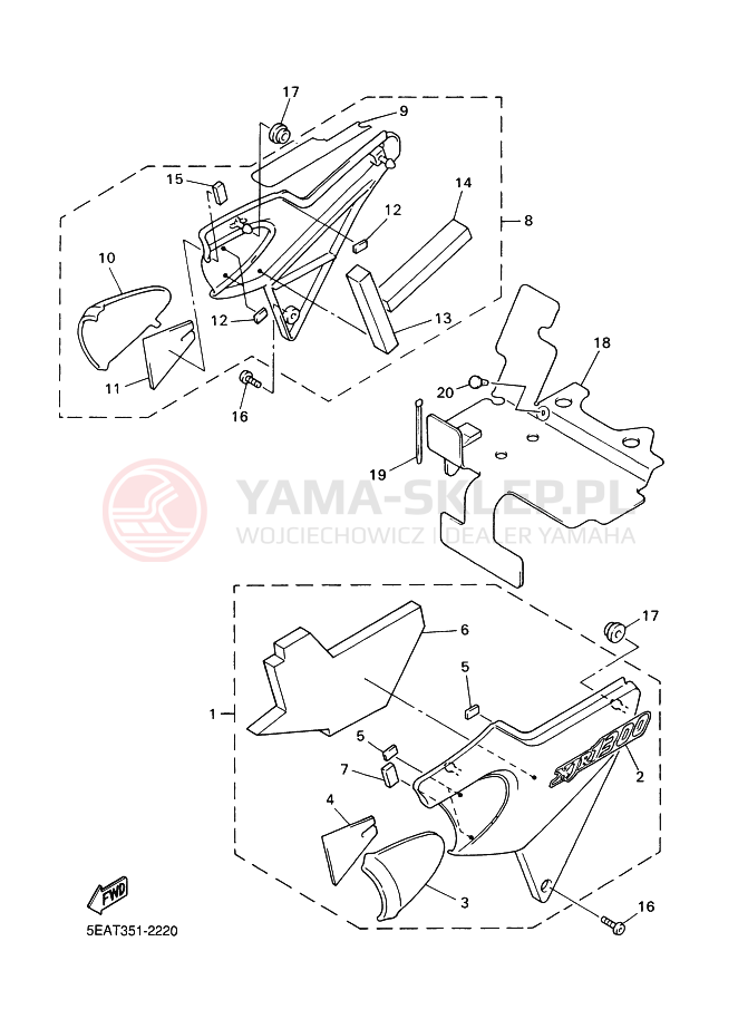 Schemat "Pokrywa boczna" do Yamaha XJR1300