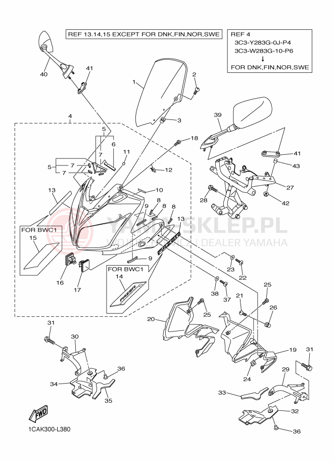 Schemat "elementy nadwozia" do Yamaha FZ1-S