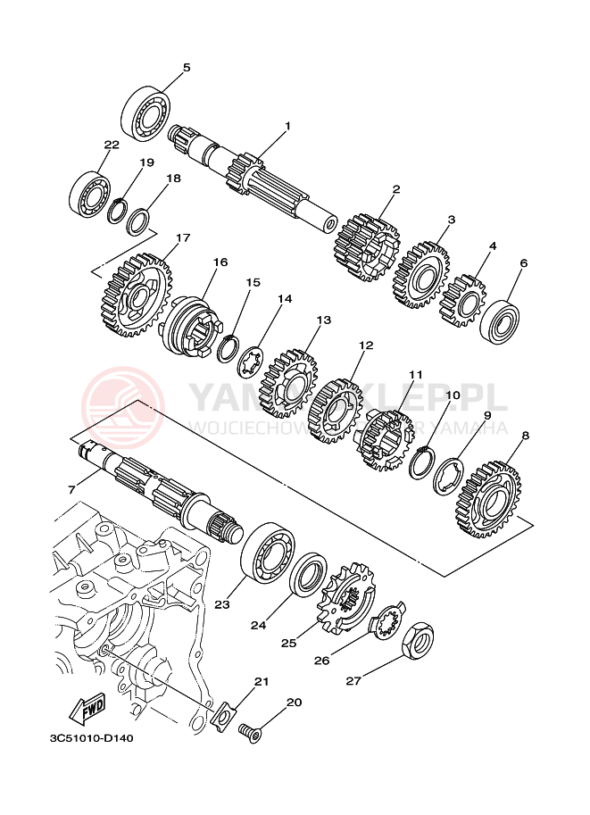 Schemat "Skrzynia biegów " do Yamaha XG250 TRICKER