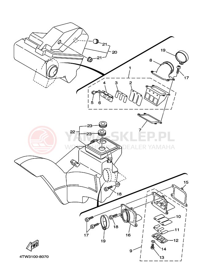 Schemat "Wtrysk paliwa" do Yamaha TZ250
