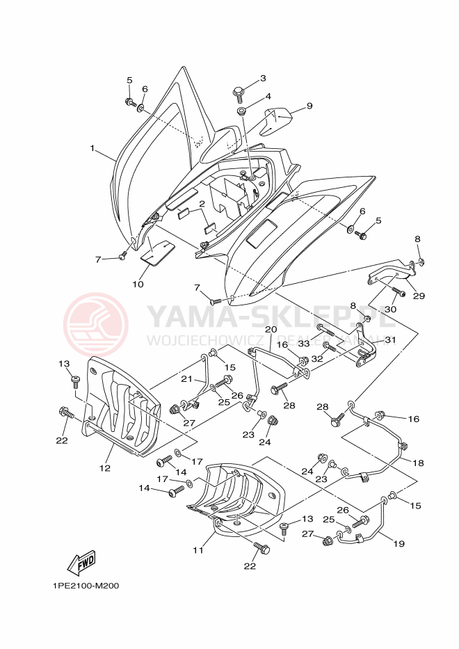 Schemat "Tylny błotnik" do Yamaha YFM700RF