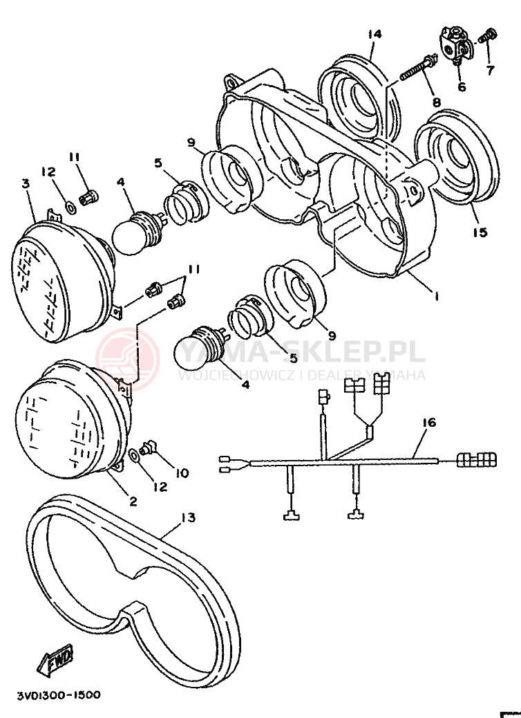 Schemat "Lampa przód" do Yamaha TDM850