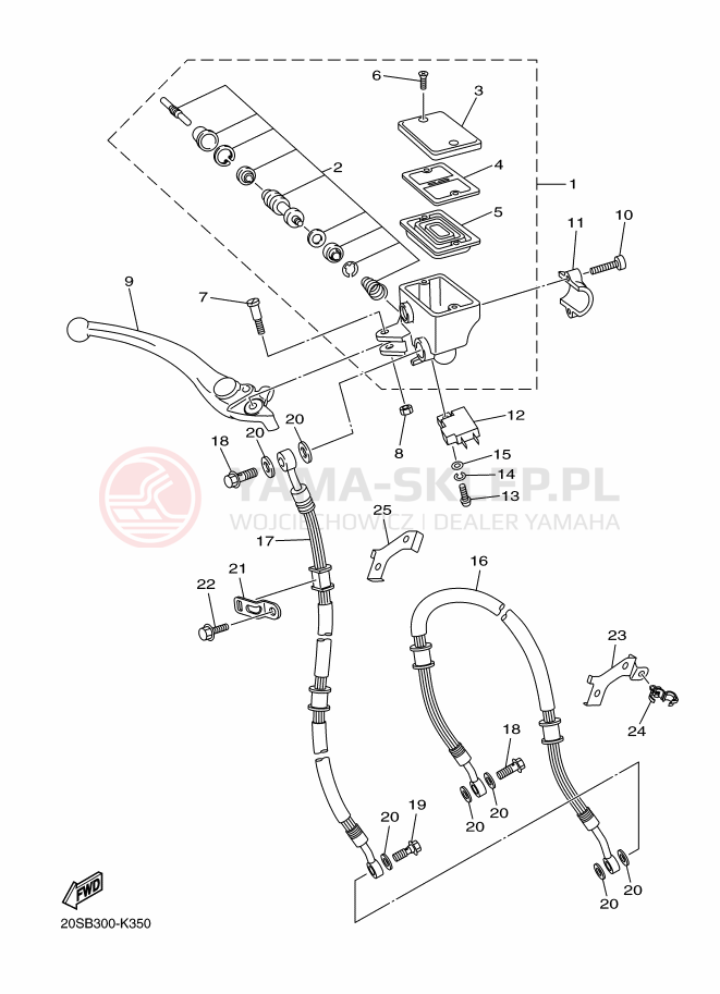 Schemat "Pompa hamulcowa przednia" do Yamaha XJ6S