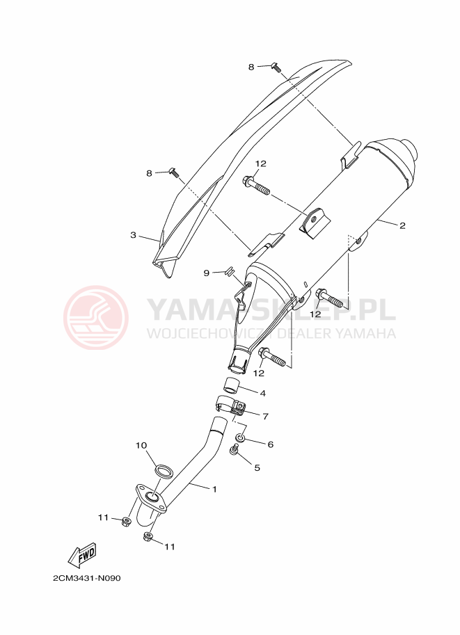 Schemat "Wydech końcowy" do Yamaha TRICITY 125