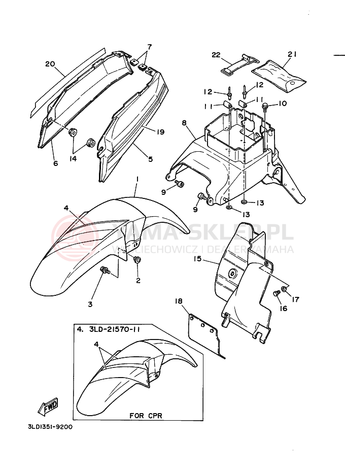 Schemat "błotnik" do Yamaha XTZ750 SUPERTENERE