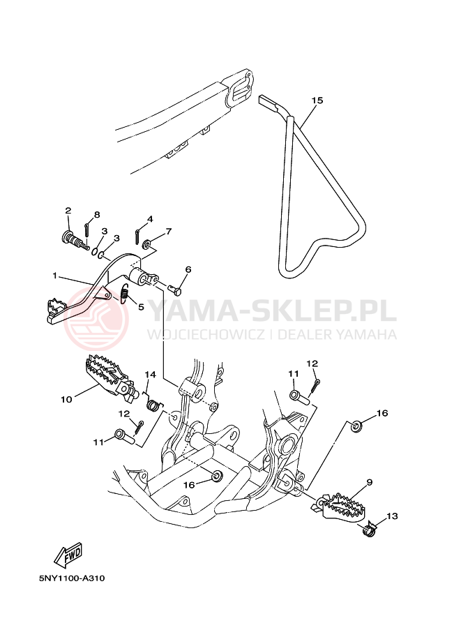 Schemat "Stopka postojowa i podnóżki" do Yamaha YZ125