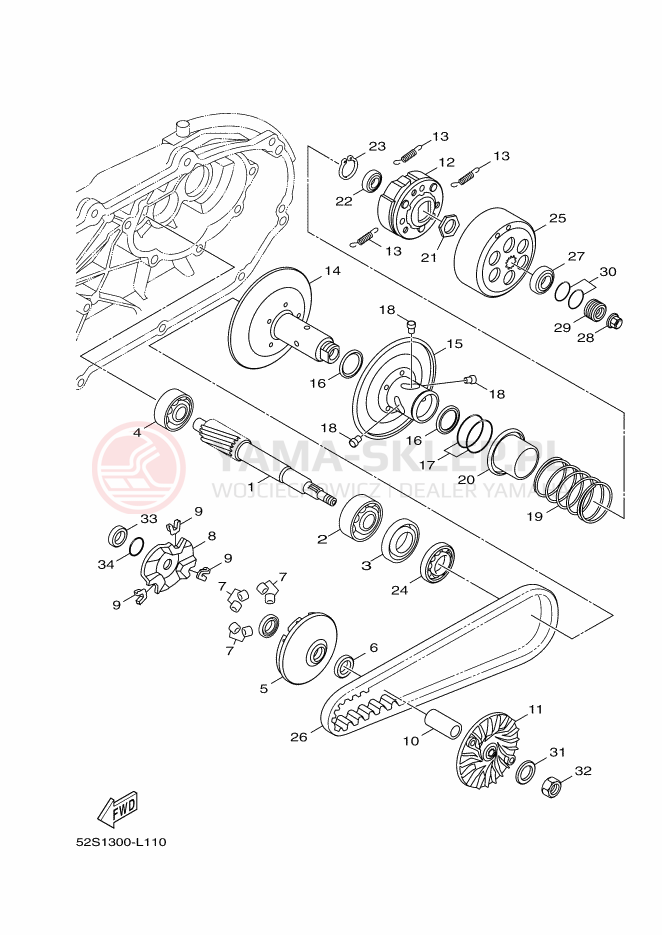 Schemat "sprzęgło" do Yamaha XENTER