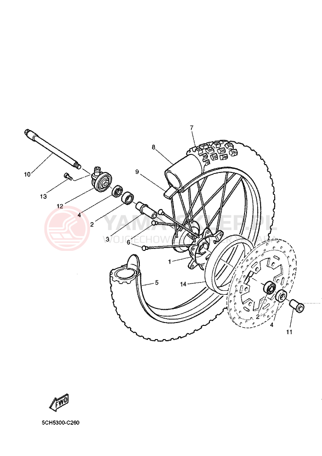 Schemat "Koło przód" do Yamaha TT600RE
