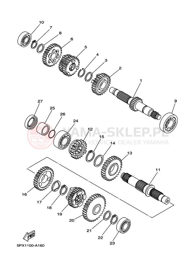 Schemat "Skrzynia biegów " do Yamaha XV1700PC XV17PCR ROADSTAR WARRIOR