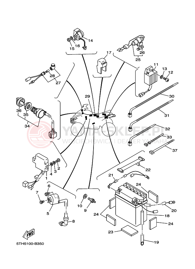 Schemat "układ elektryczny" do Yamaha YFM80WR