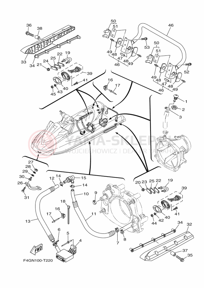 Schemat "HULL & DECK" do Yamaha VX DELUXE