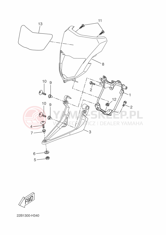 Schemat "elementy nadwozia" do Yamaha WR125R