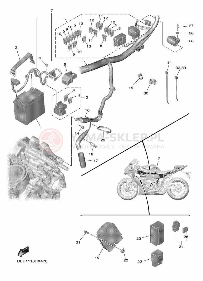 Schemat "układ elektryczny" do Yamaha R7