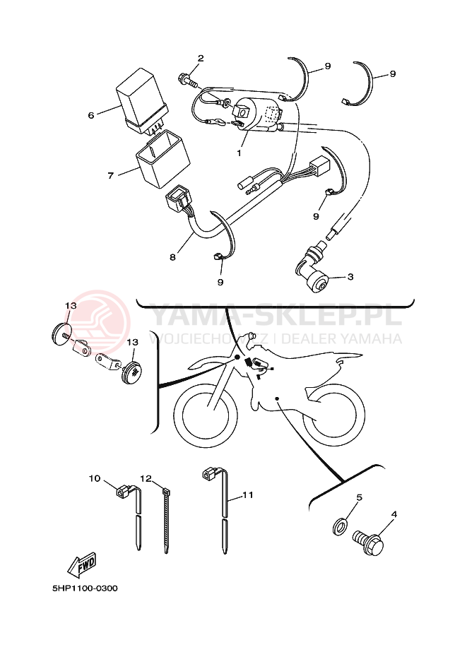 Schemat "układ elektryczny" do Yamaha TT-R125