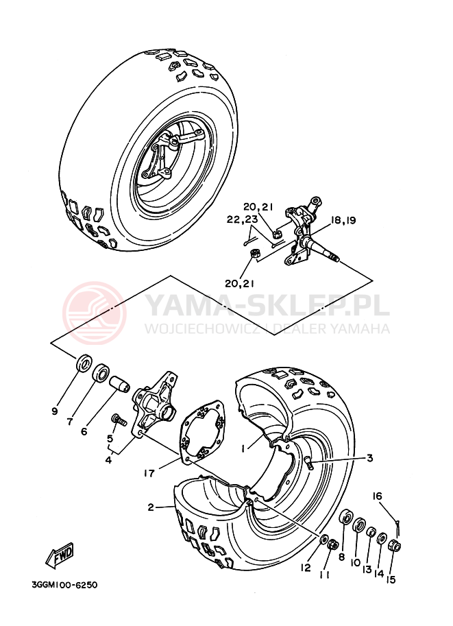 Schemat "Koło przód" do Yamaha YFZ350