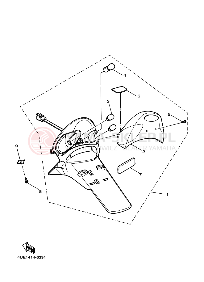 Schemat "Oświetlenie tył" do Yamaha YL50
