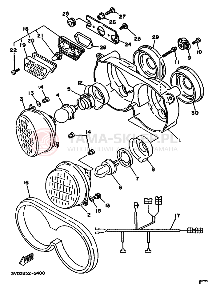 Schemat "Lampa przód" do Yamaha TDM850