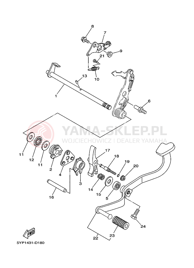 Schemat "Dźwignia zmiany biegów, wałek" do Yamaha CRYPTON X