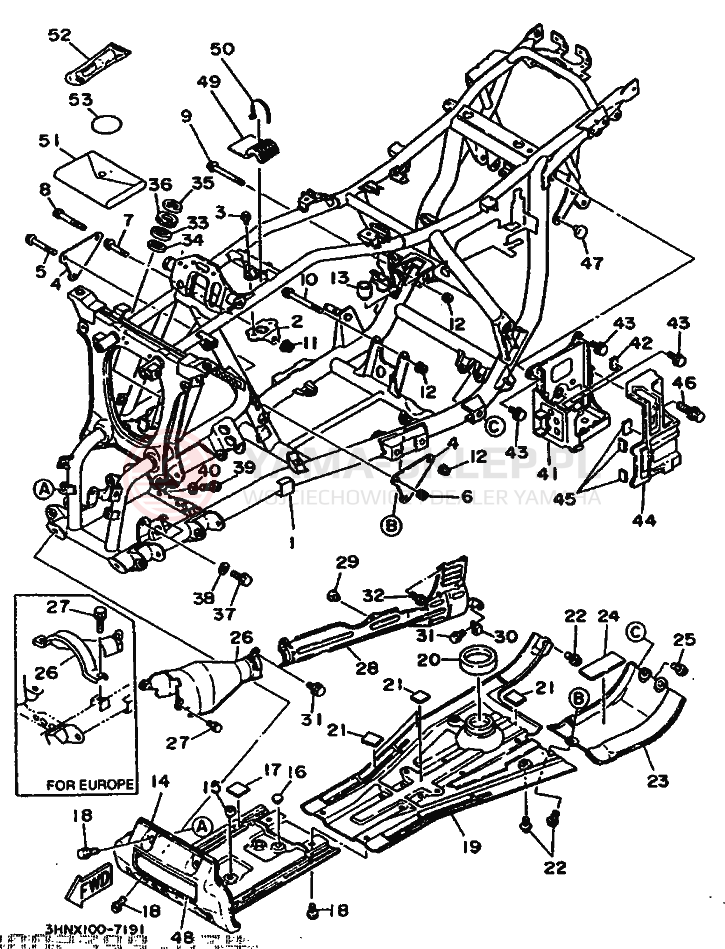 Schemat "rama" do Yamaha YFM350FW