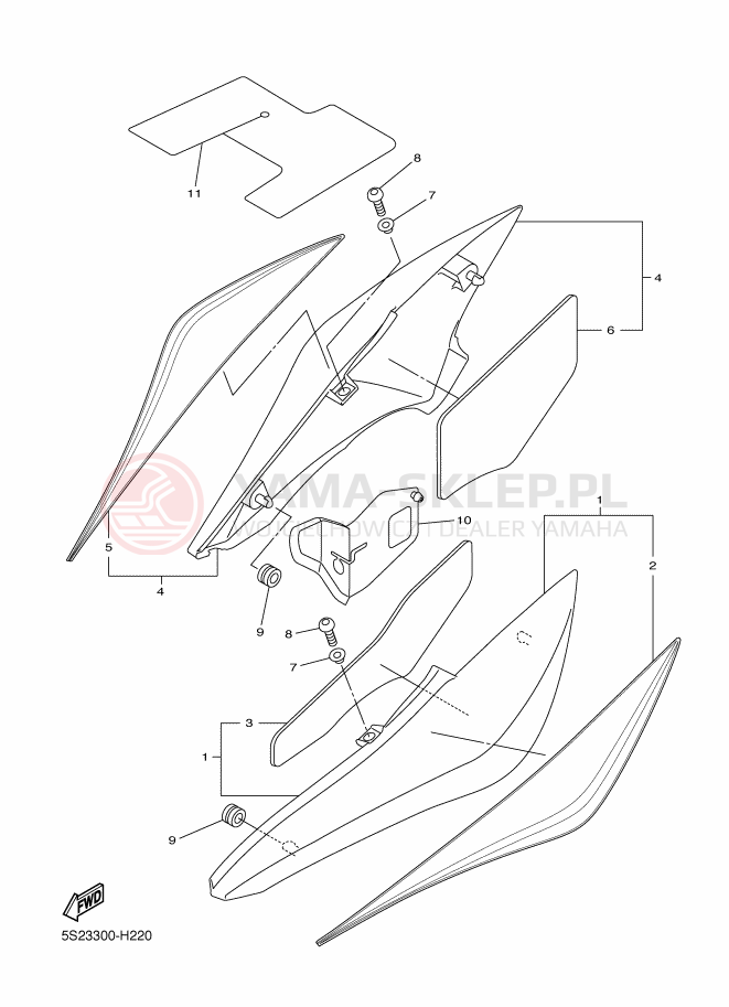 Schemat "Pokrywa boczna" do Yamaha FAZER
