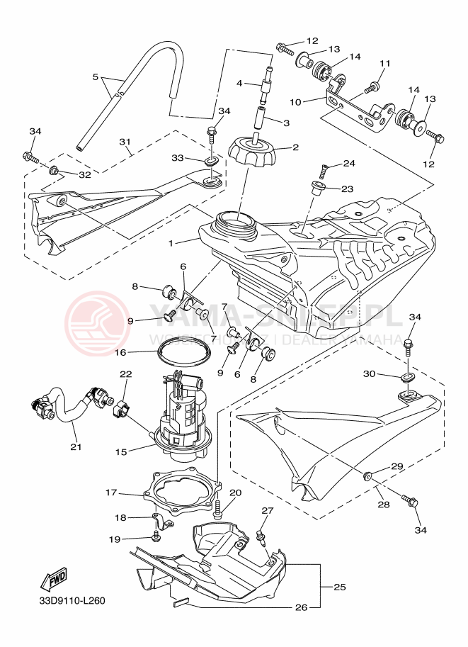 Schemat "zbiornik paliwa" do Yamaha YZ450F