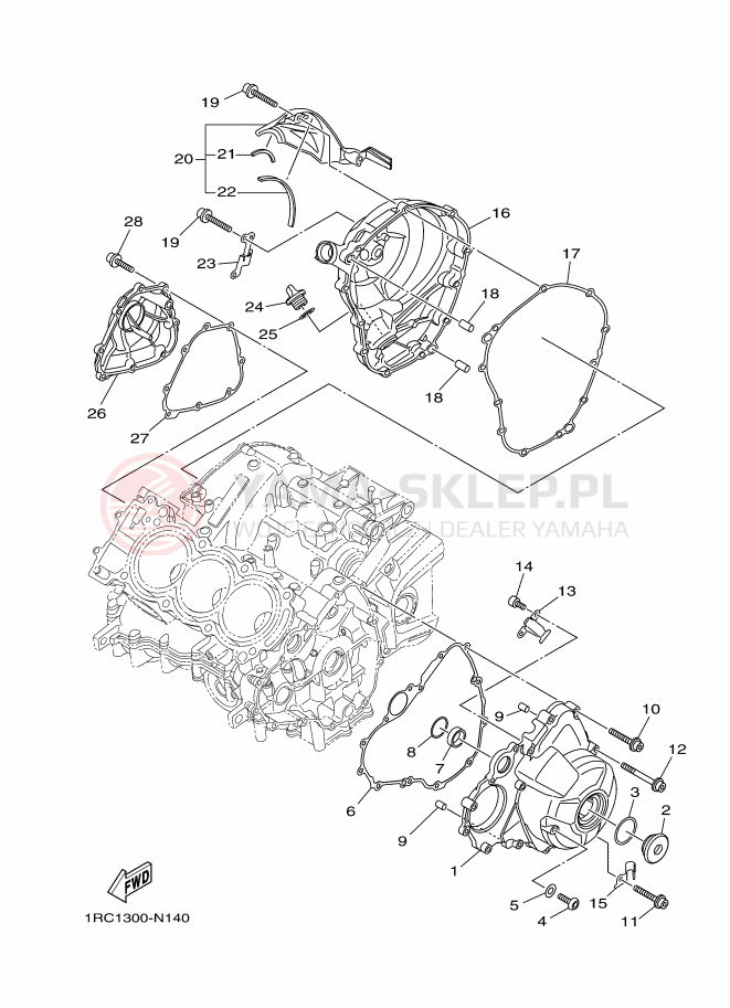 Schemat "Pokrywa silnika" do Yamaha MT-09