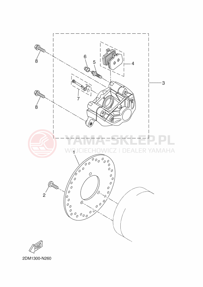 Schemat "Zacisk hamulcowy tylny" do Yamaha X-MAX125