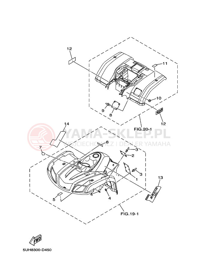 Schemat "naklejki" do Yamaha BRUIN 4WD