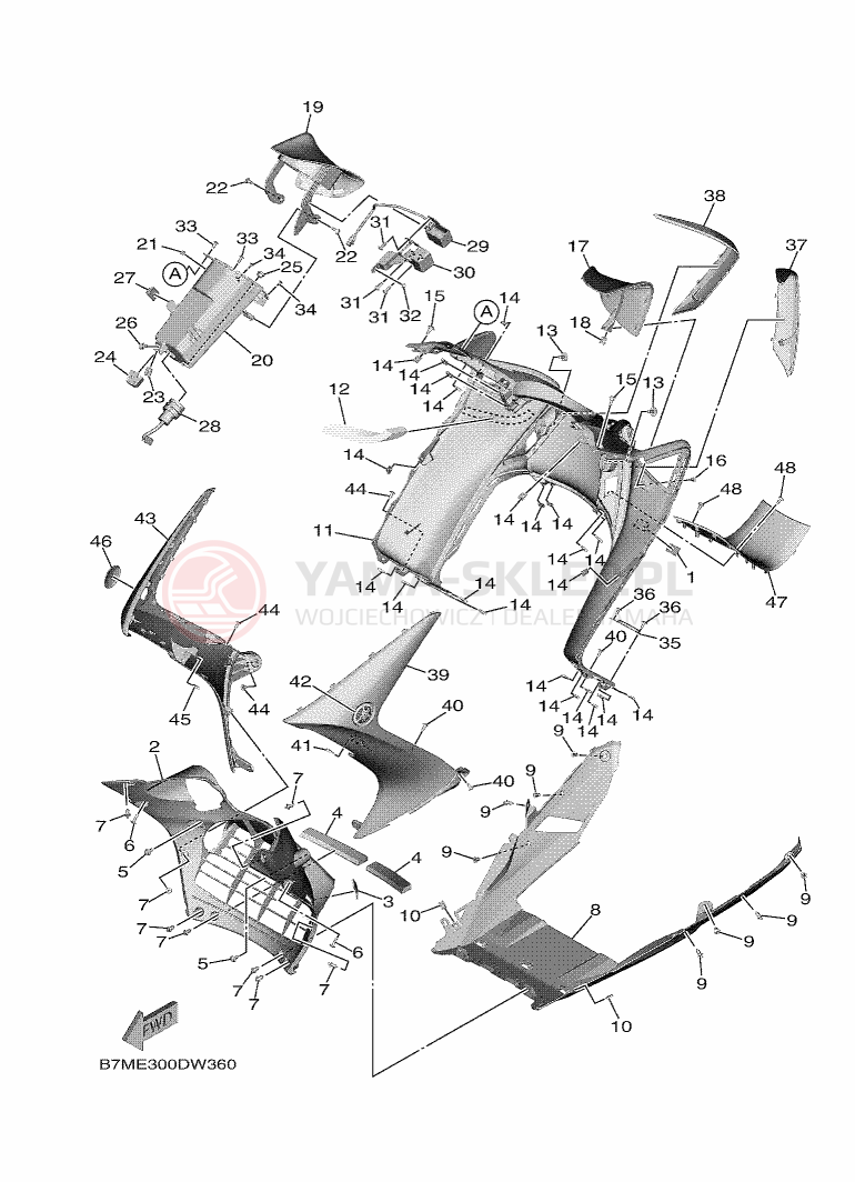 Schemat "Nadwozie przód" do Yamaha TMAX TECH MAX