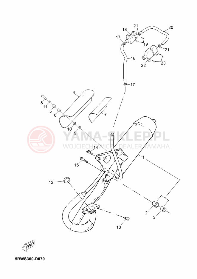 Schemat "Wydech końcowy" do Yamaha JOG RR