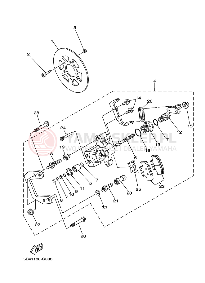 Schemat "REAR BRAKE CALIPER" do Yamaha RHINO 700 FI