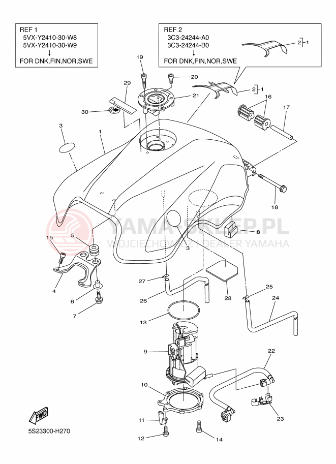 Schemat "zbiornik paliwa" do Yamaha FAZER